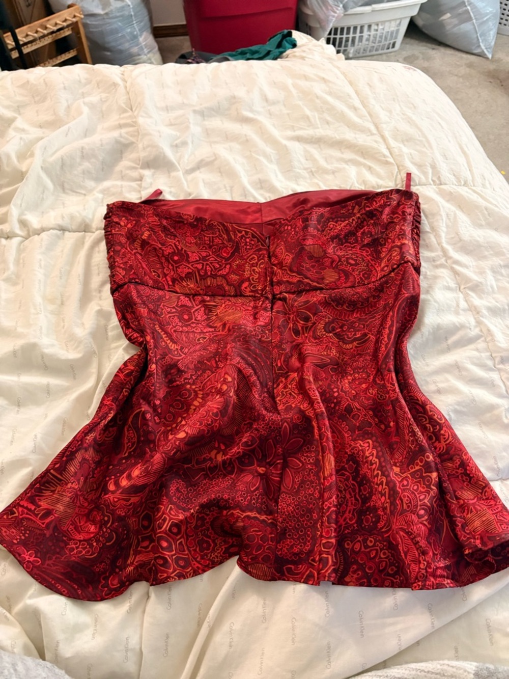 Banana Republic Red Paisley Satin Top